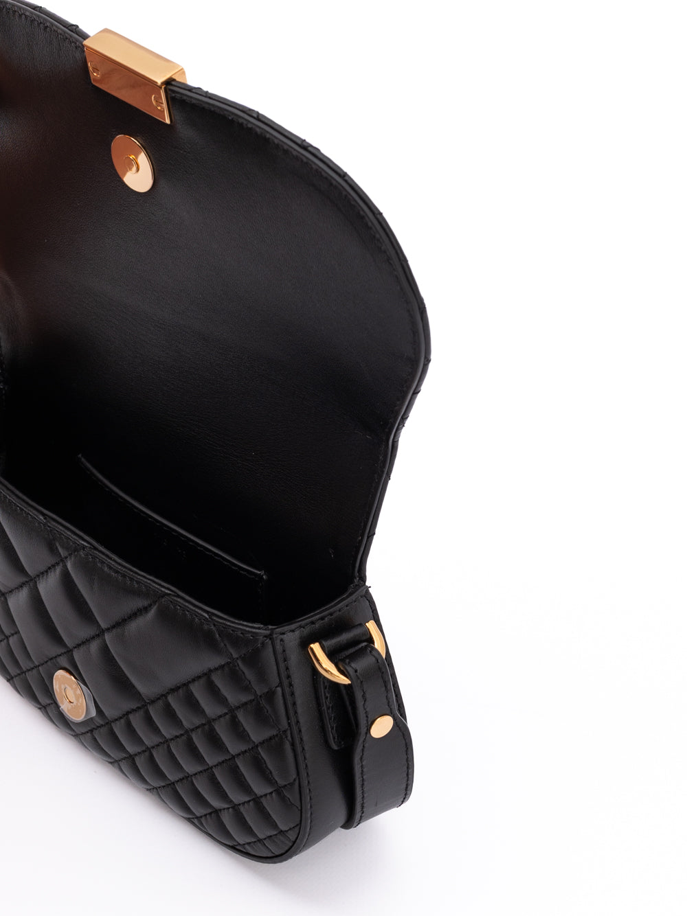 Versace Schwarze Leder-Umhängetasche mit Steppung