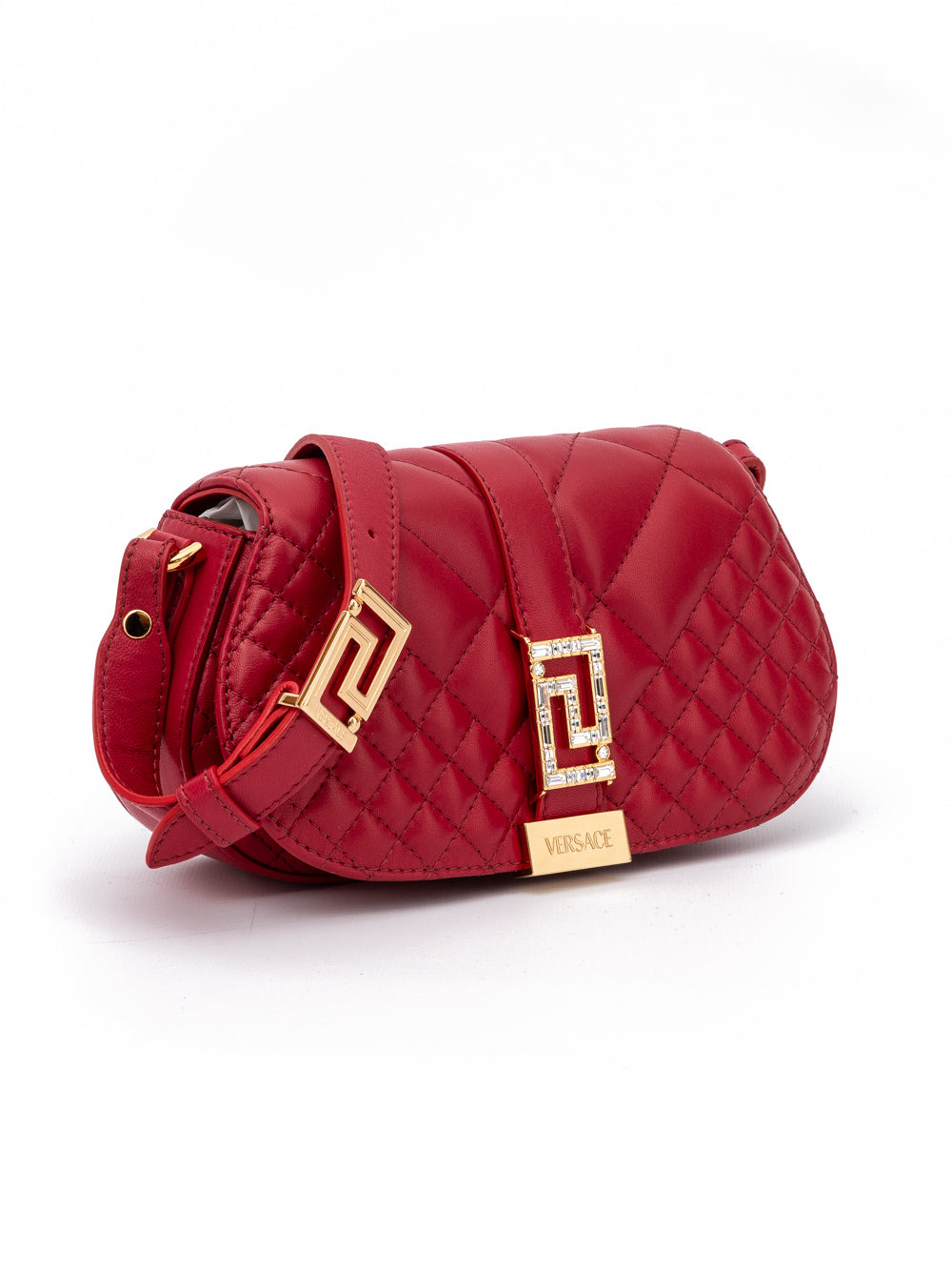 Versace Rote gesteppte Leder-Umhängetasche