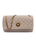 Versace Taupe gesteppte Leder Umhängetasche