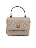Versace Taupe gesteppte Lederhandtasche