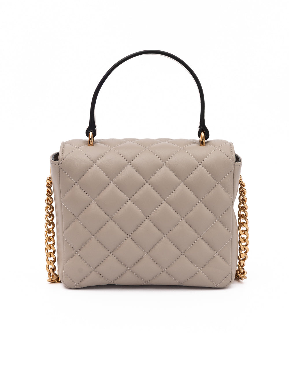 Versace Taupe gesteppte Lederhandtasche