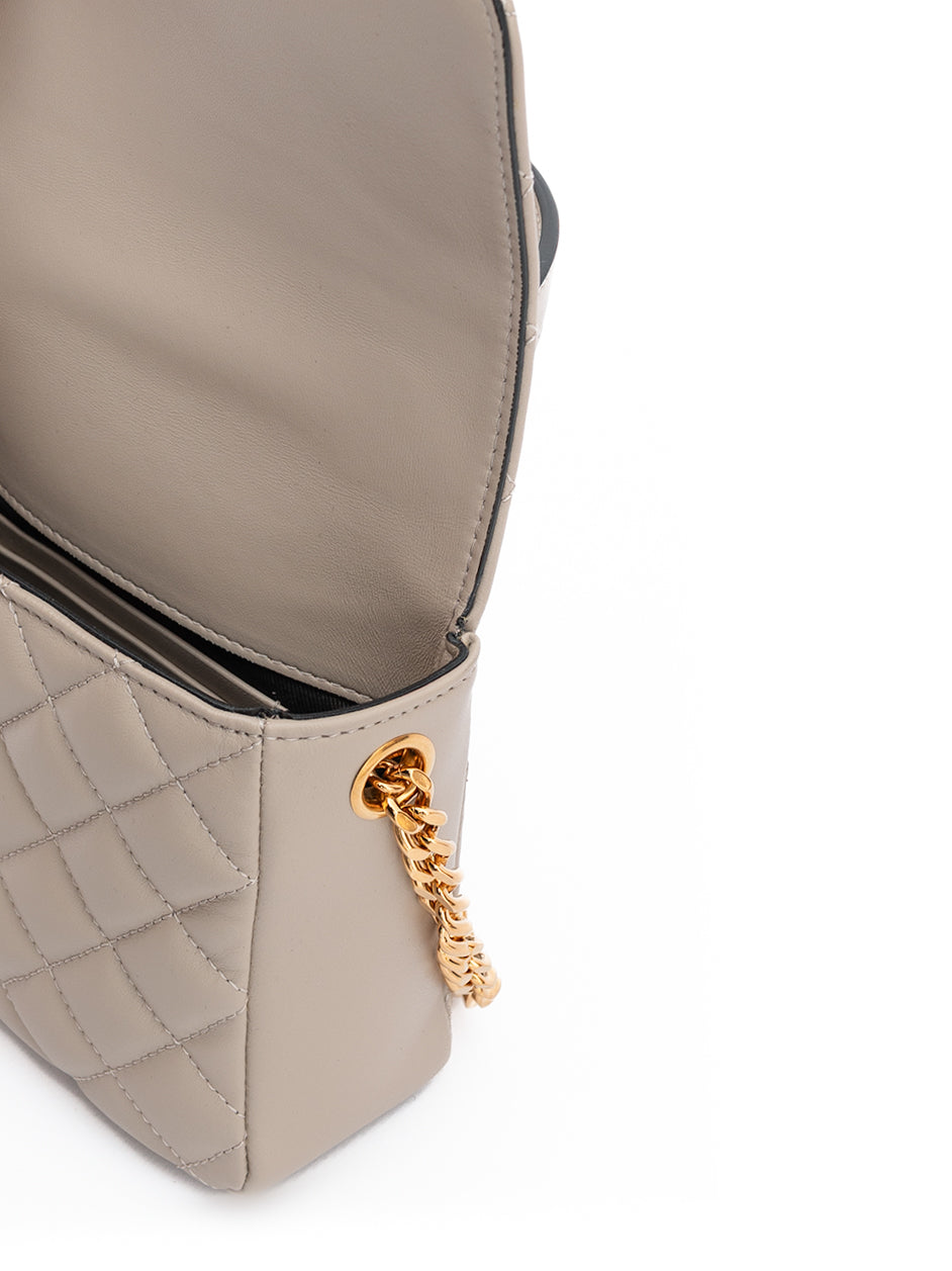 Versace Taupe gesteppte Lederhandtasche