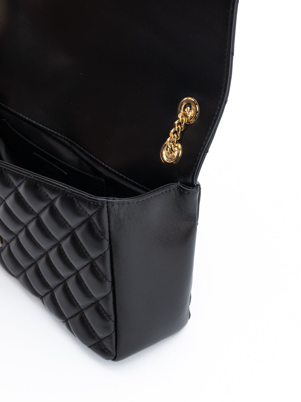 Versace Schwarze gesteppte Leder-Umhängetasche