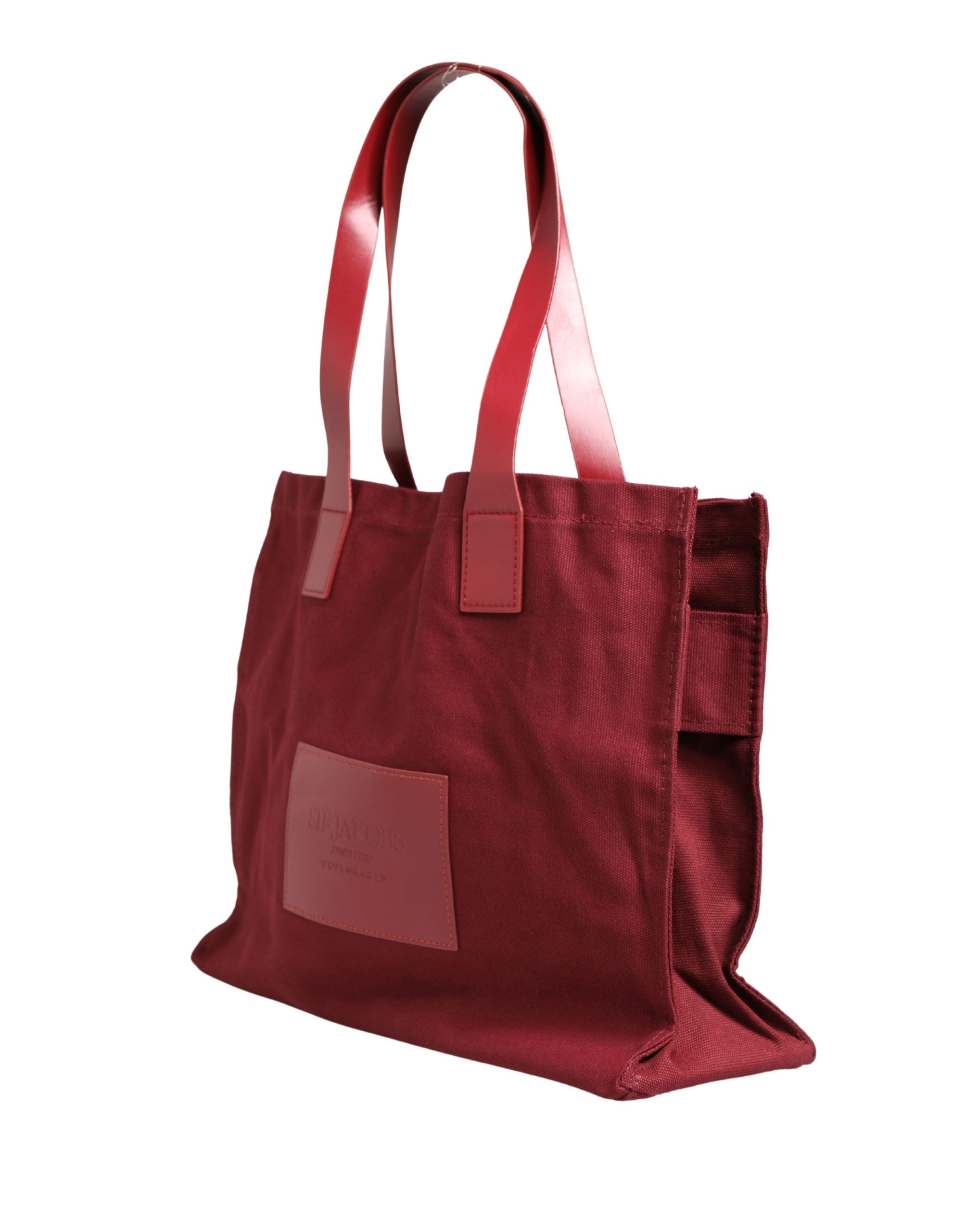 SIF JAKOBS Burgunderfarbene Baumwoll-Canvas-Shopping-Tote für Damen, Schmucktasche