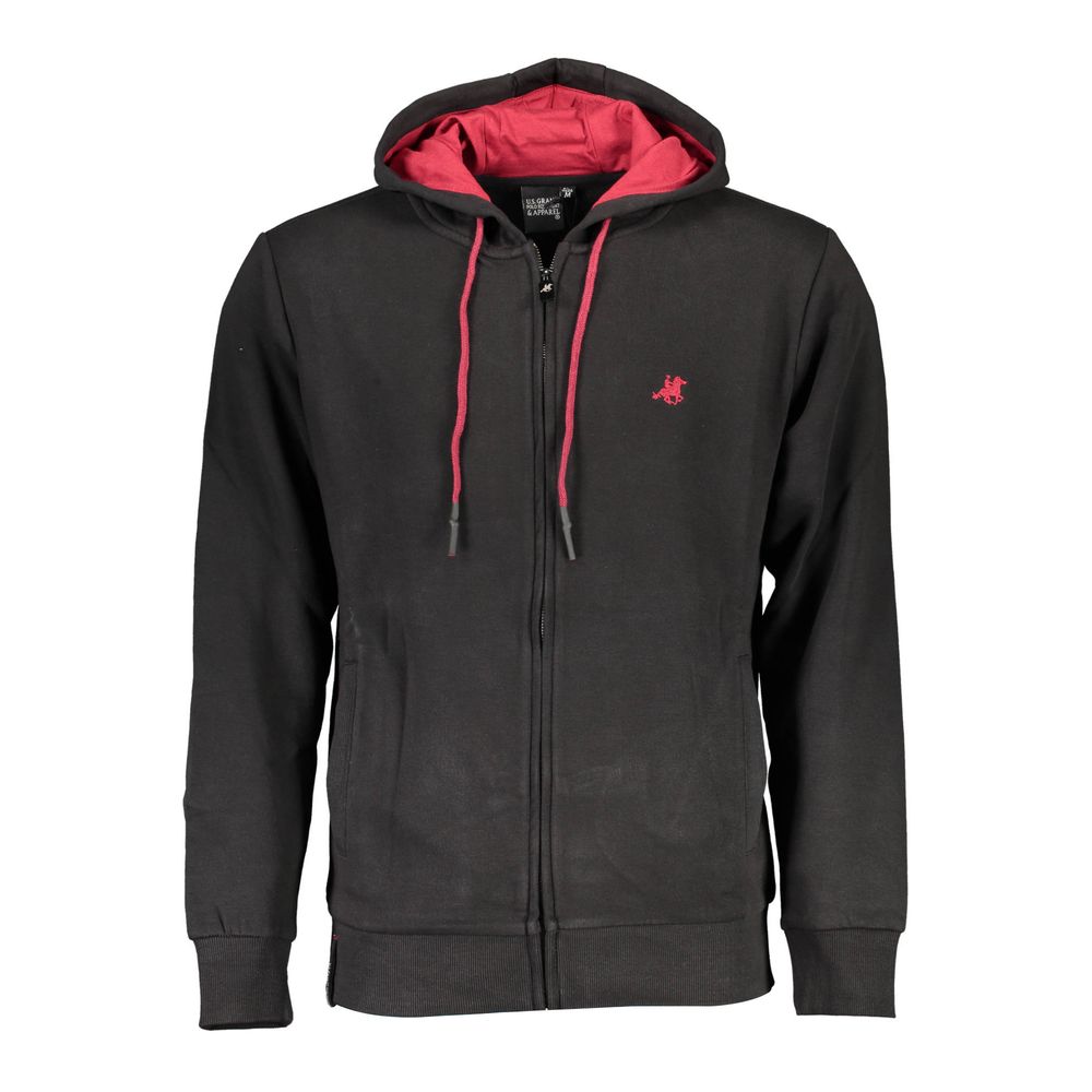U.S. Grand Men's Black Cotton Hoodie