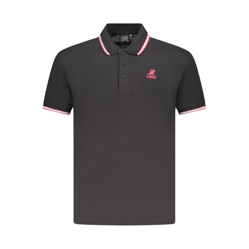 U.S. Grand Schwarzes Herren-Poloshirt aus Baumwolle