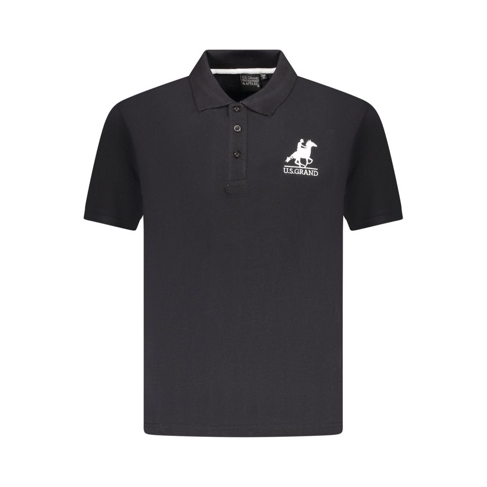 U.S. Grand Schwarzes Baumwoll-Poloshirt für Herren