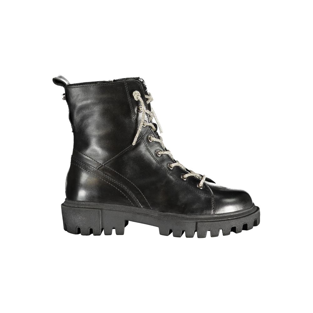 Cafenoir Schwarzer Leder Damen Stiefelette