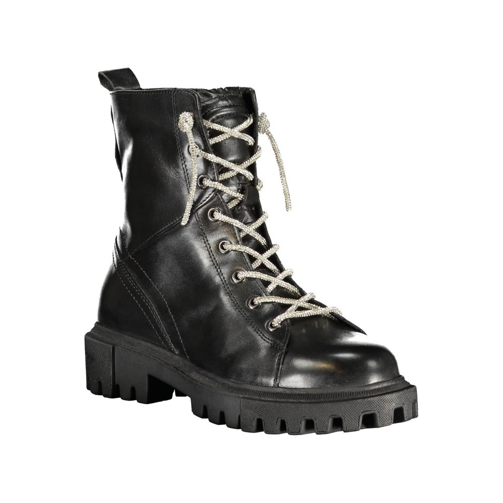 Cafenoir Schwarzer Leder Damen Stiefelette