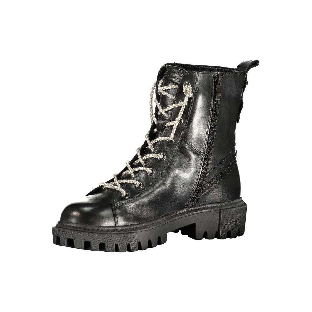 Cafenoir Schwarzer Leder Damen Stiefelette