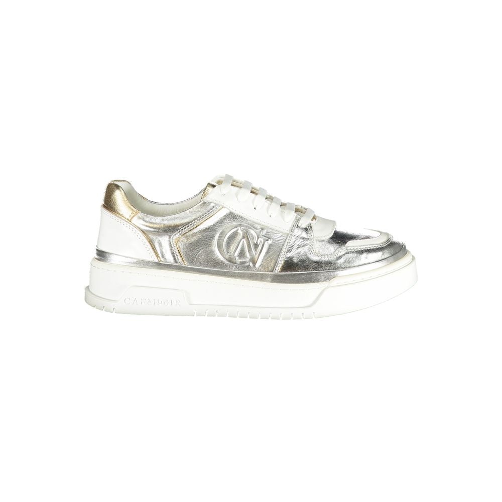 Cafenoir Grey Leather Athletic-Look Sneakers