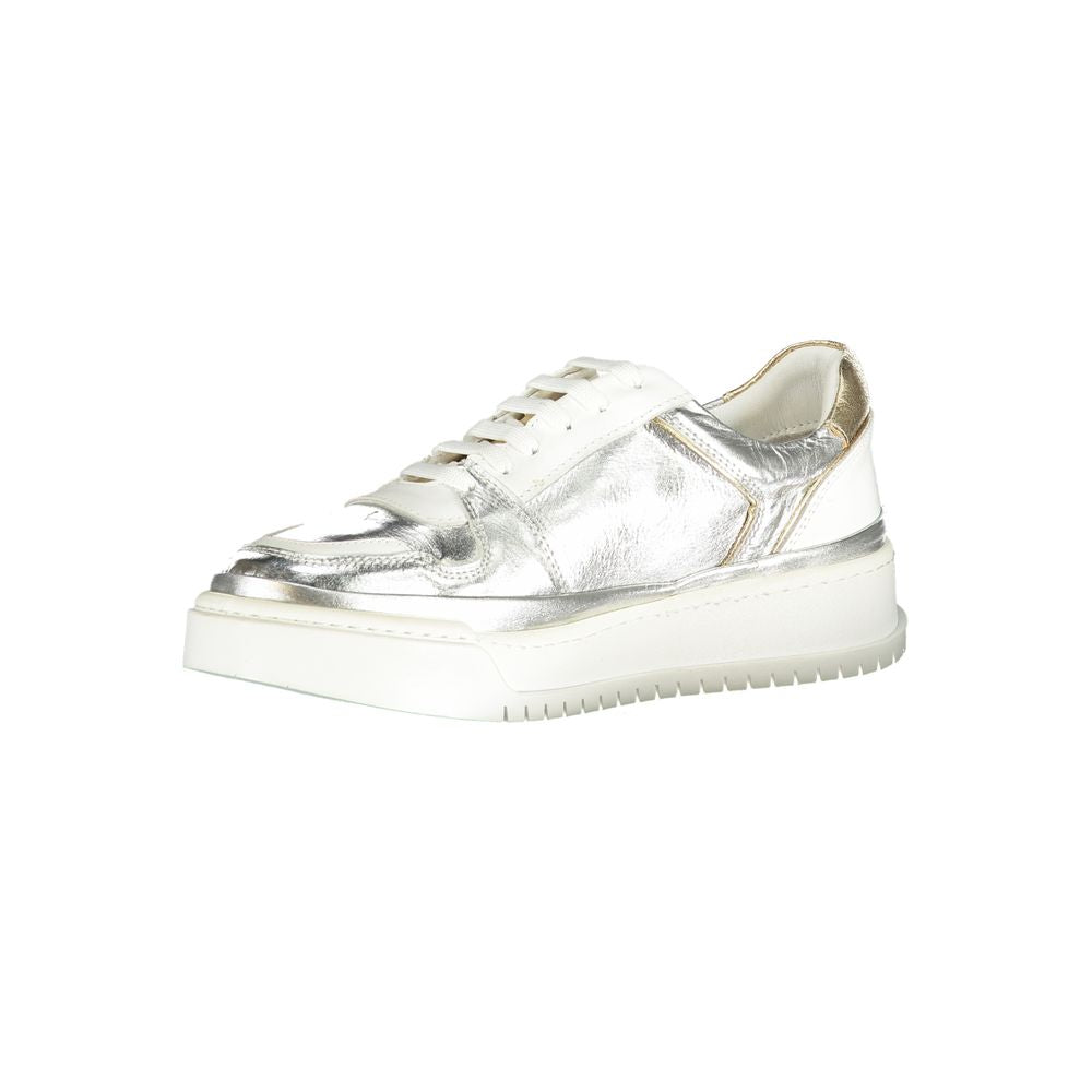 Cafenoir Grey Leather Athletic-Look Sneakers