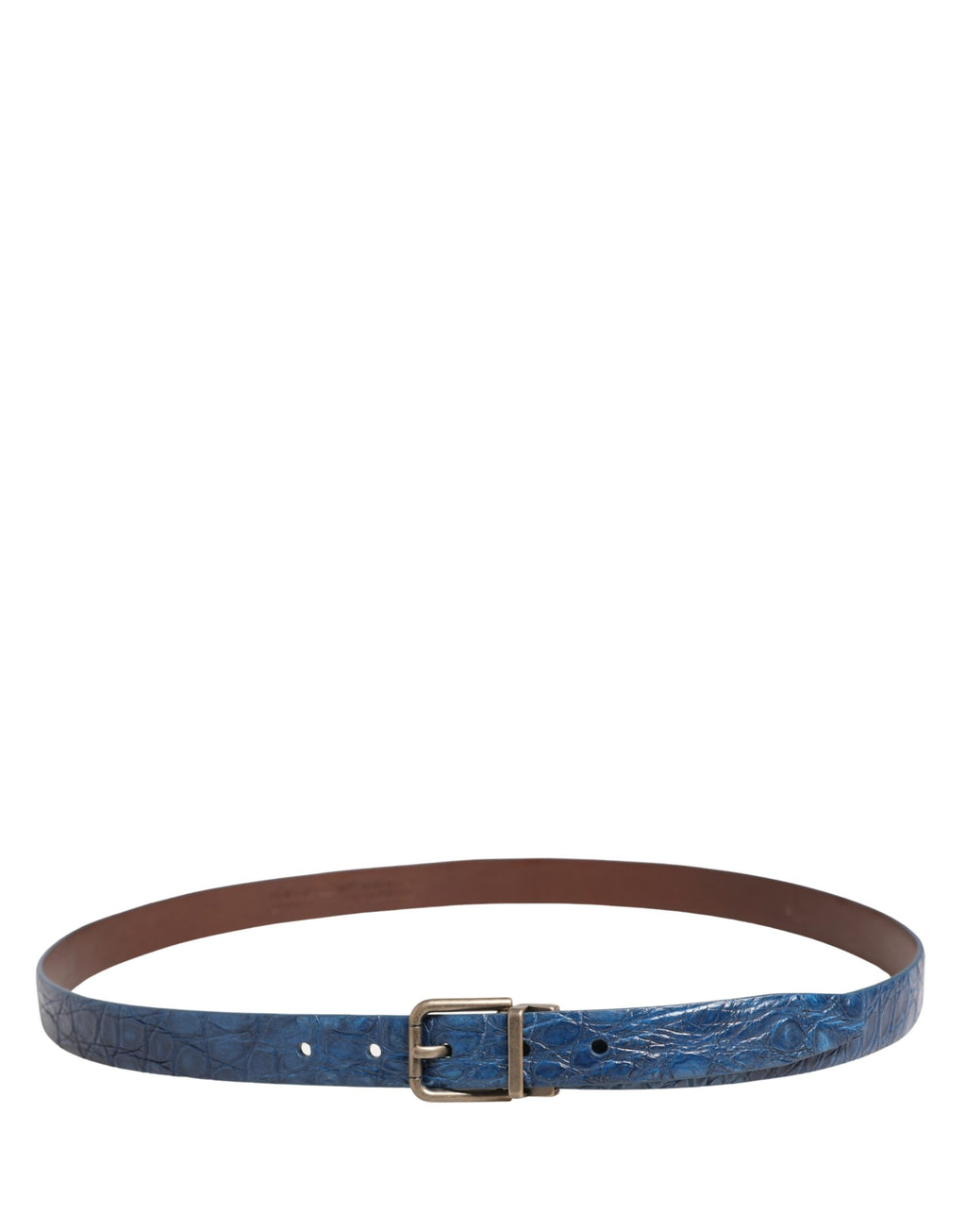 Dolce & Gabbana Gürtel aus marineblauem Leder mit goldfarbener Metallschnalle