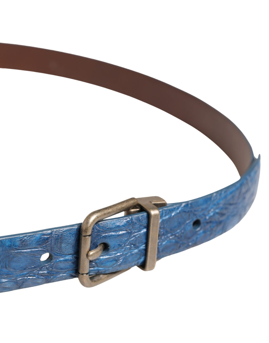 Dolce & Gabbana Gürtel aus marineblauem Leder mit goldfarbener Metallschnalle
