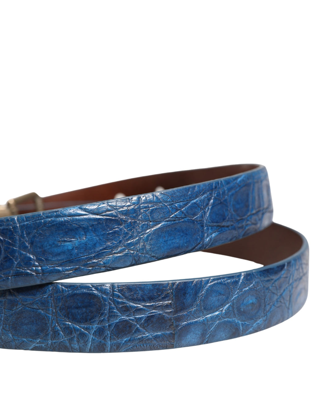 Dolce & Gabbana Gürtel aus marineblauem Leder mit goldfarbener Metallschnalle
