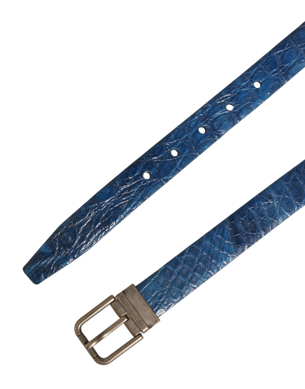 Dolce & Gabbana Gürtel aus marineblauem Leder mit goldfarbener Metallschnalle