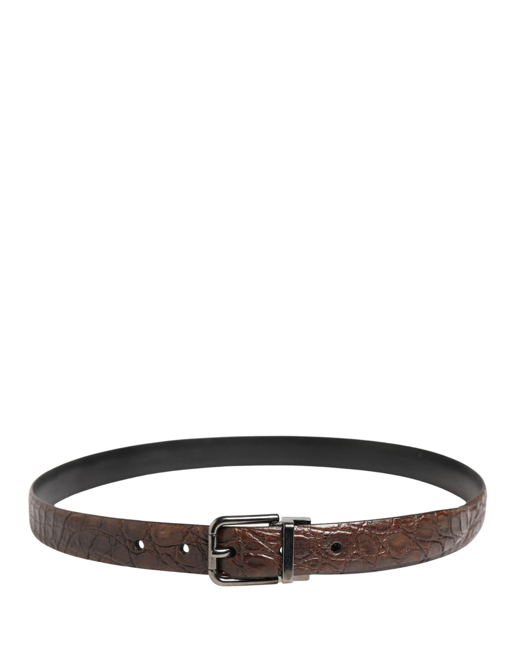 Dolce & Gabbana Brauner Leder Gürtel mit silberfarbener Metallschnalle