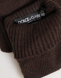 Dolce & Gabbana Braune Strickhandschuhe aus Kaschmir, Ellbogenlänge