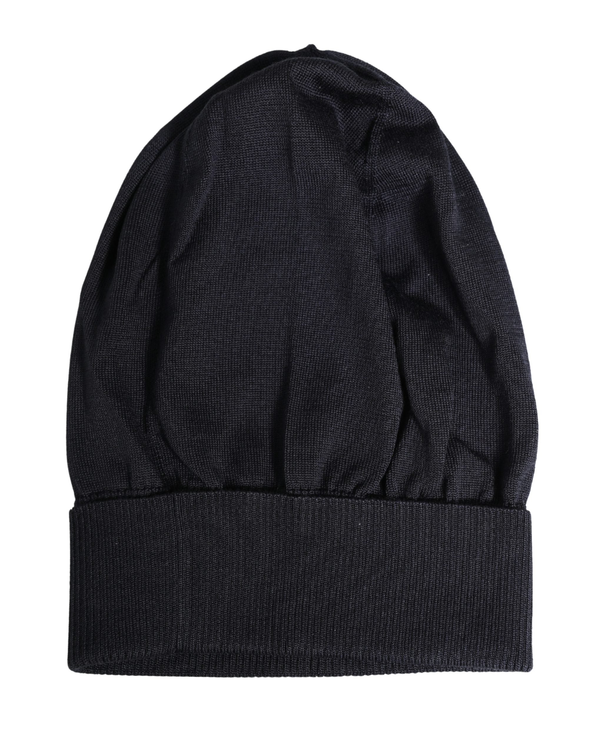 Dolce & Gabbana Schwarze Wollmütze aus Strick für den Winter