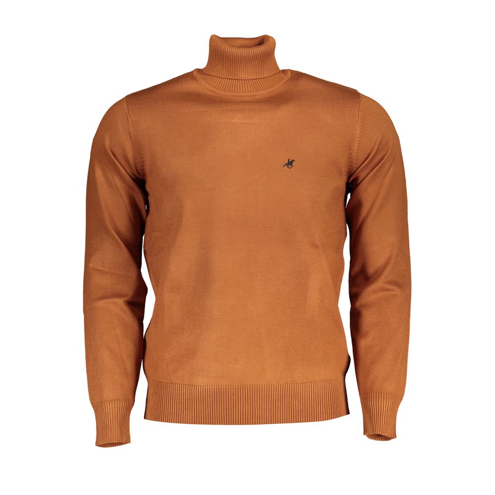 U.S. Grand Brauner Nylon-Rollkragenpullover