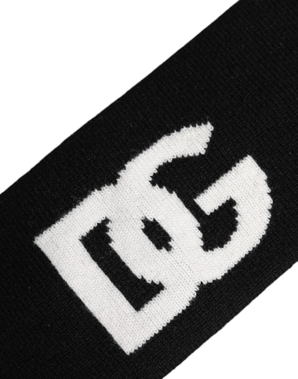 Dolce & Gabbana Herren-Stirnband aus schwarzem und weißem Kaschmir mit Logo
