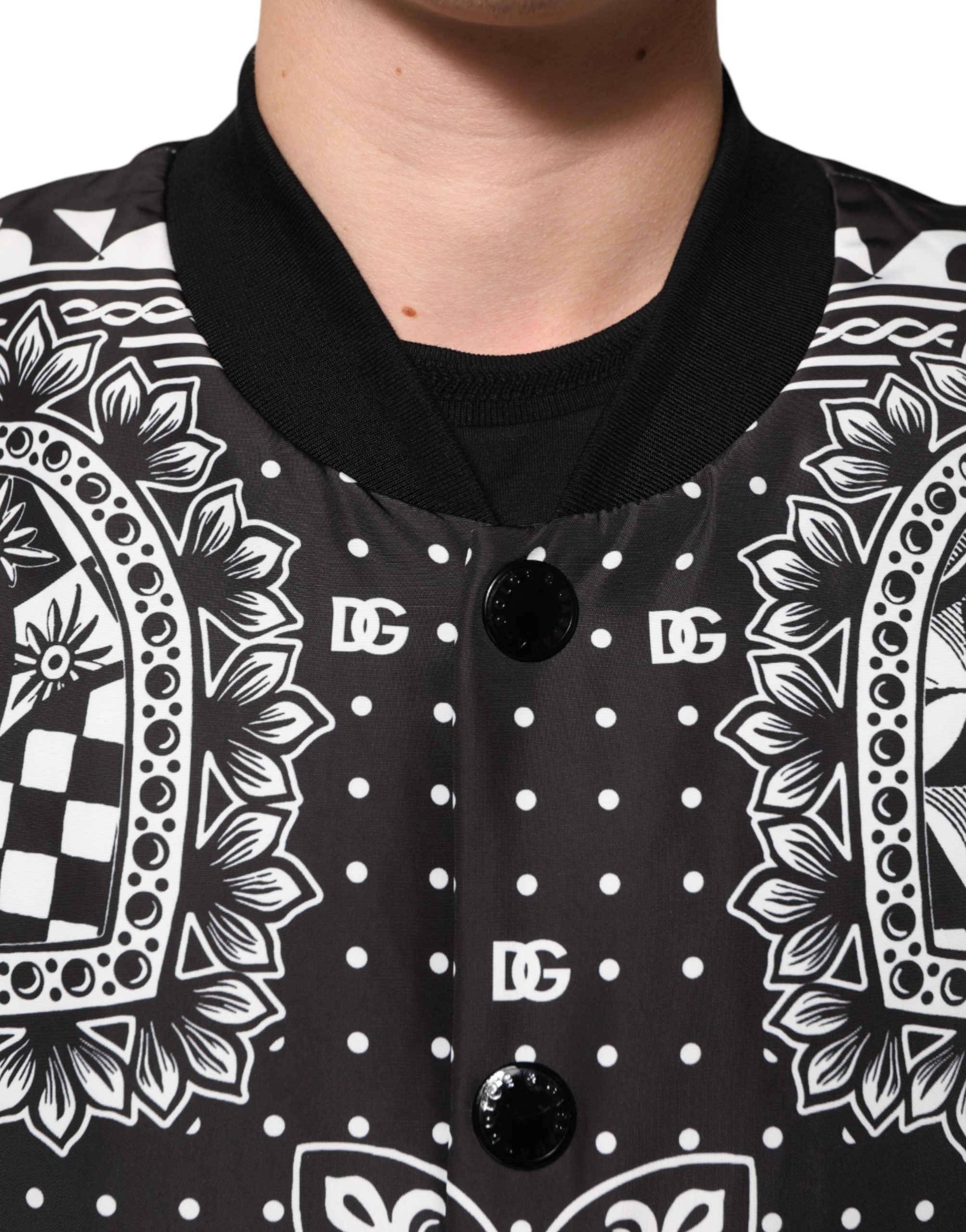 Dolce & Gabbana Bomberjacke mit schwarzem und weißem Bandana-Print für Herren