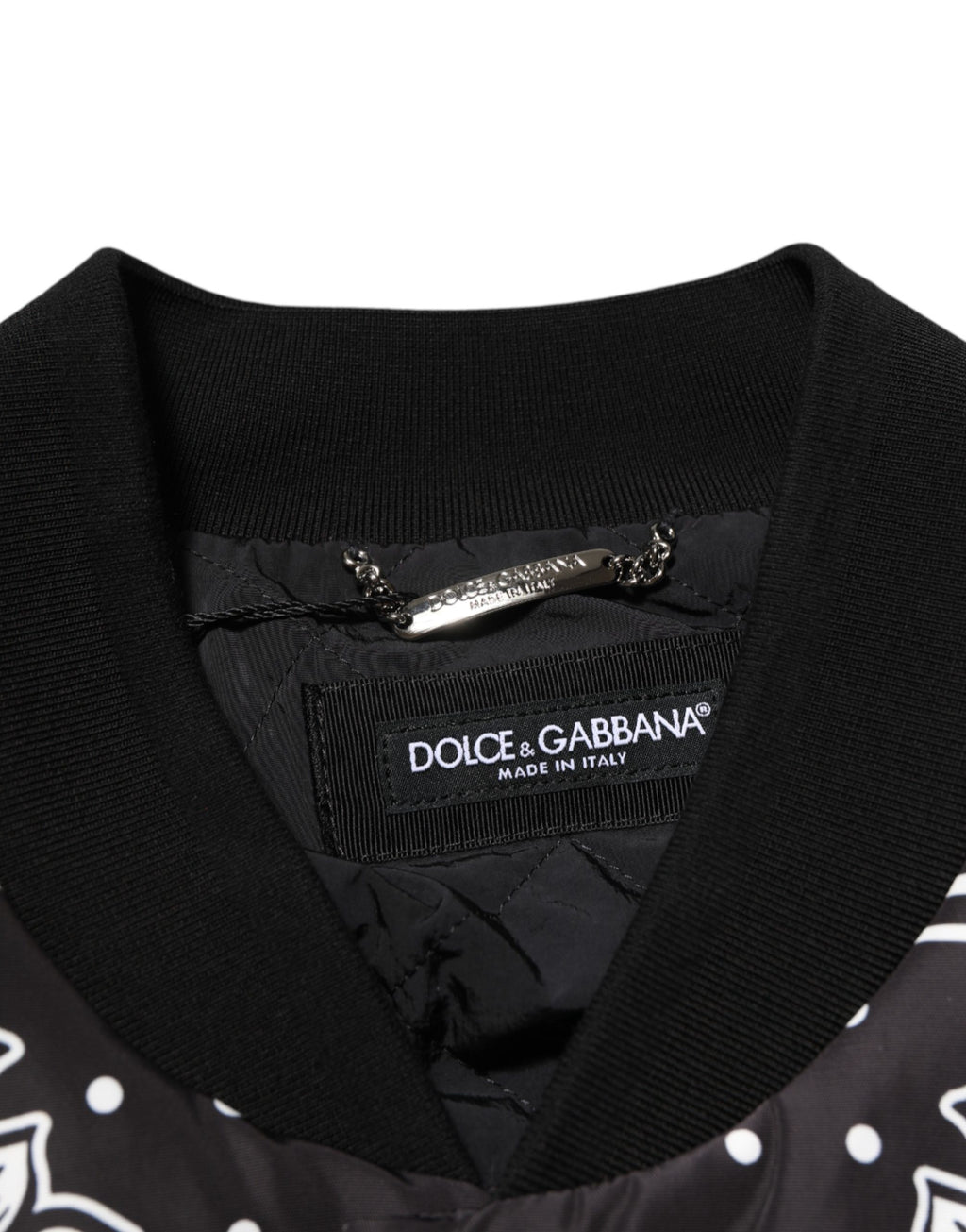 Dolce & Gabbana Bomberjacke mit schwarzem und weißem Bandana-Print für Herren
