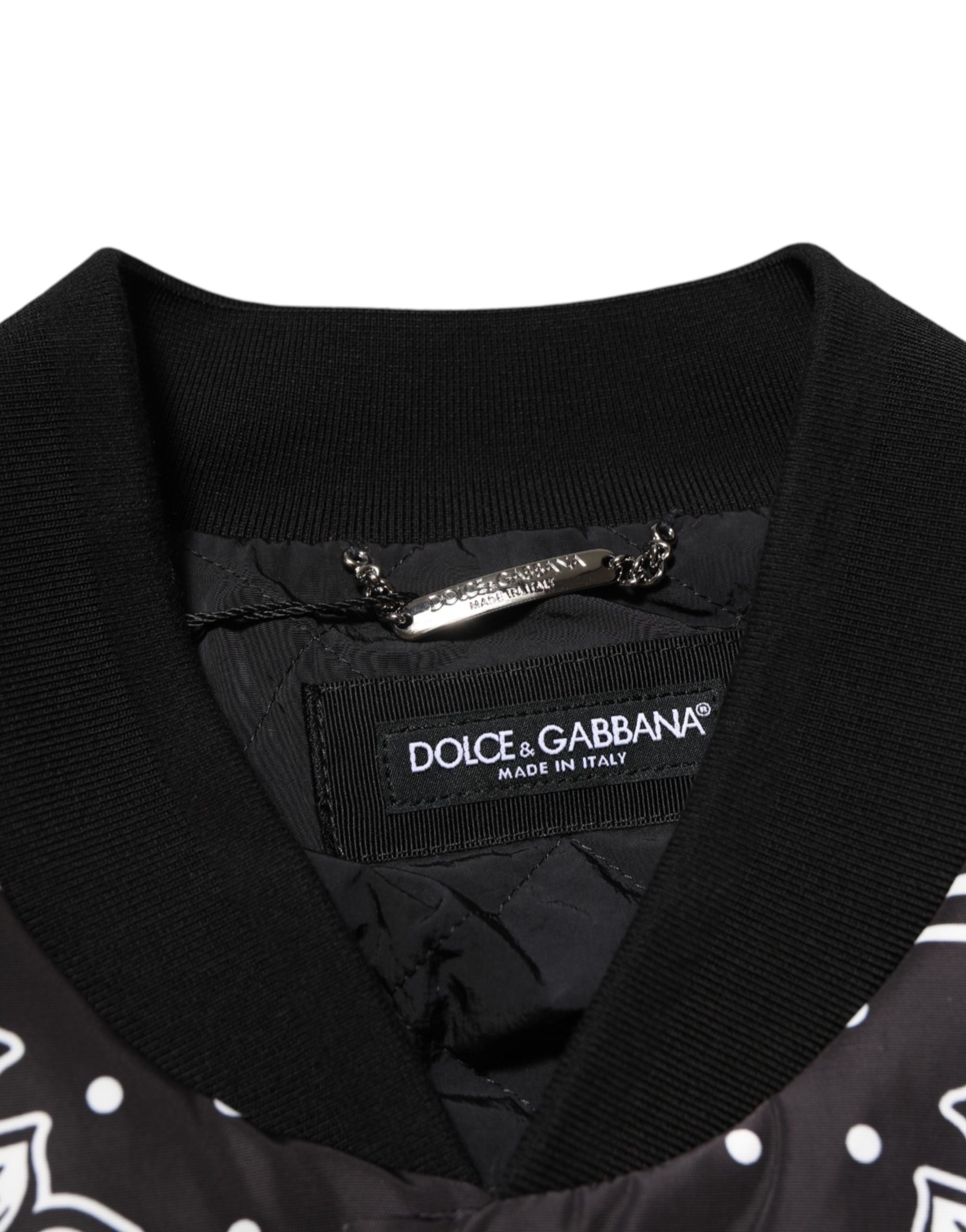 Dolce & Gabbana Bomberjacke mit schwarzem und weißem Bandana-Print für Herren