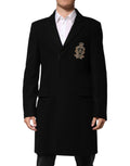 Dolce & Gabbana Schwarzer Blazer mit heraldischem Patch, einreihig