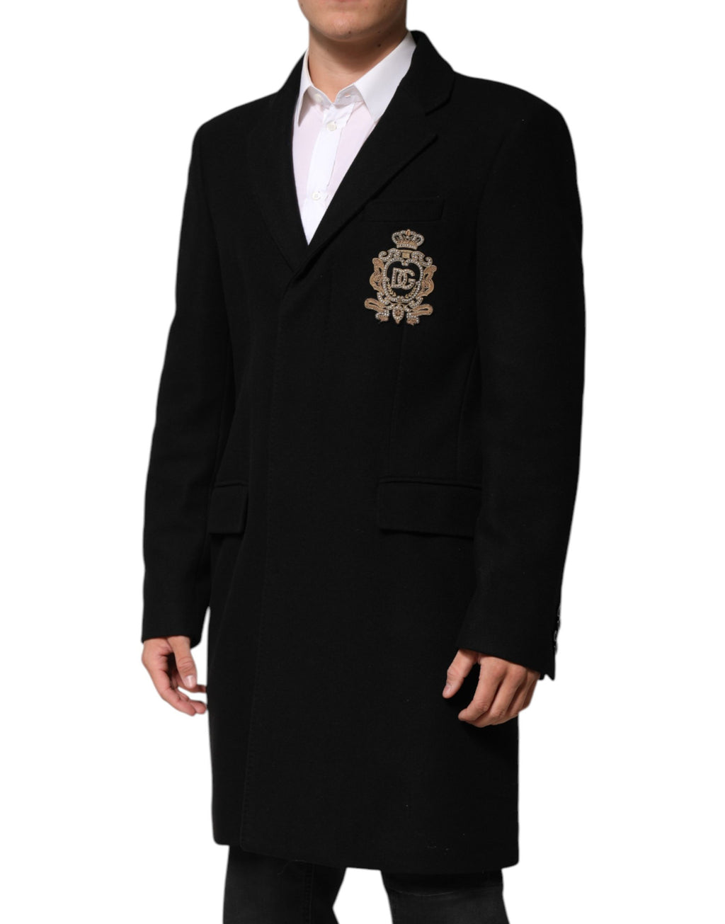 Dolce & Gabbana Schwarzer Blazer mit heraldischem Patch, einreihig
