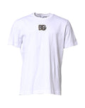 Dolce & Gabbana Weißes Baumwoll-T-Shirt für Herren mit DG-Logo-Stickerei