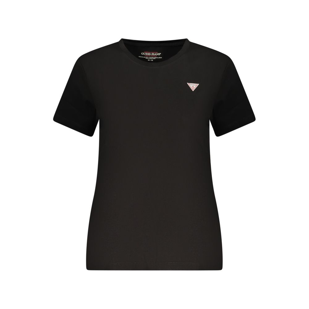 Guess Jeans Schwarzes Baumwoll-T-Shirt für Damen