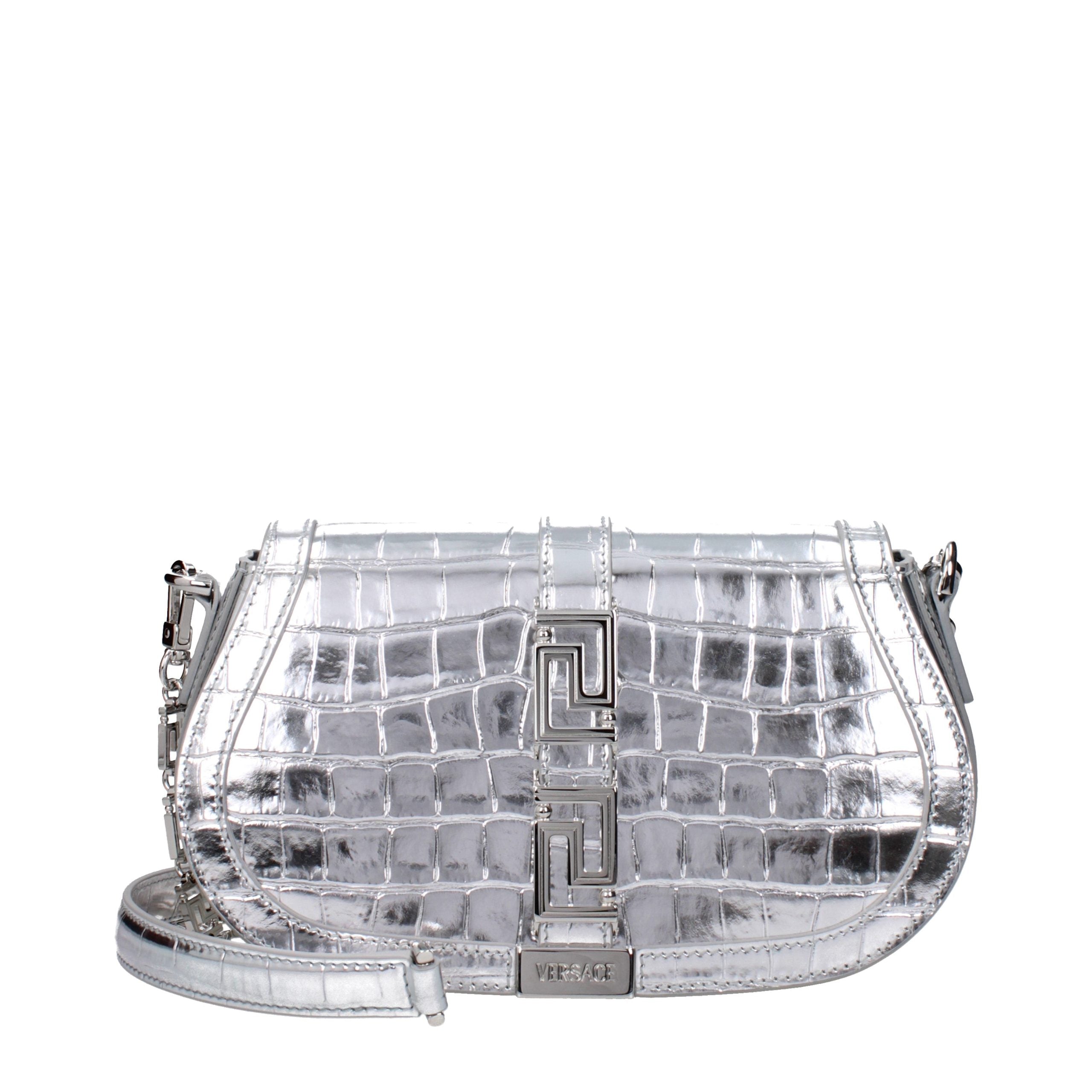 Versace Graue Leder Schultertasche