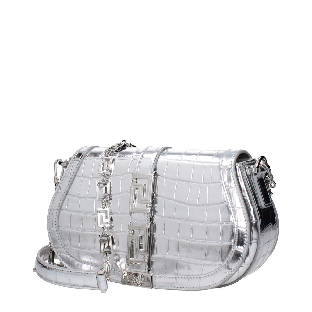 Versace Graue Leder Schultertasche