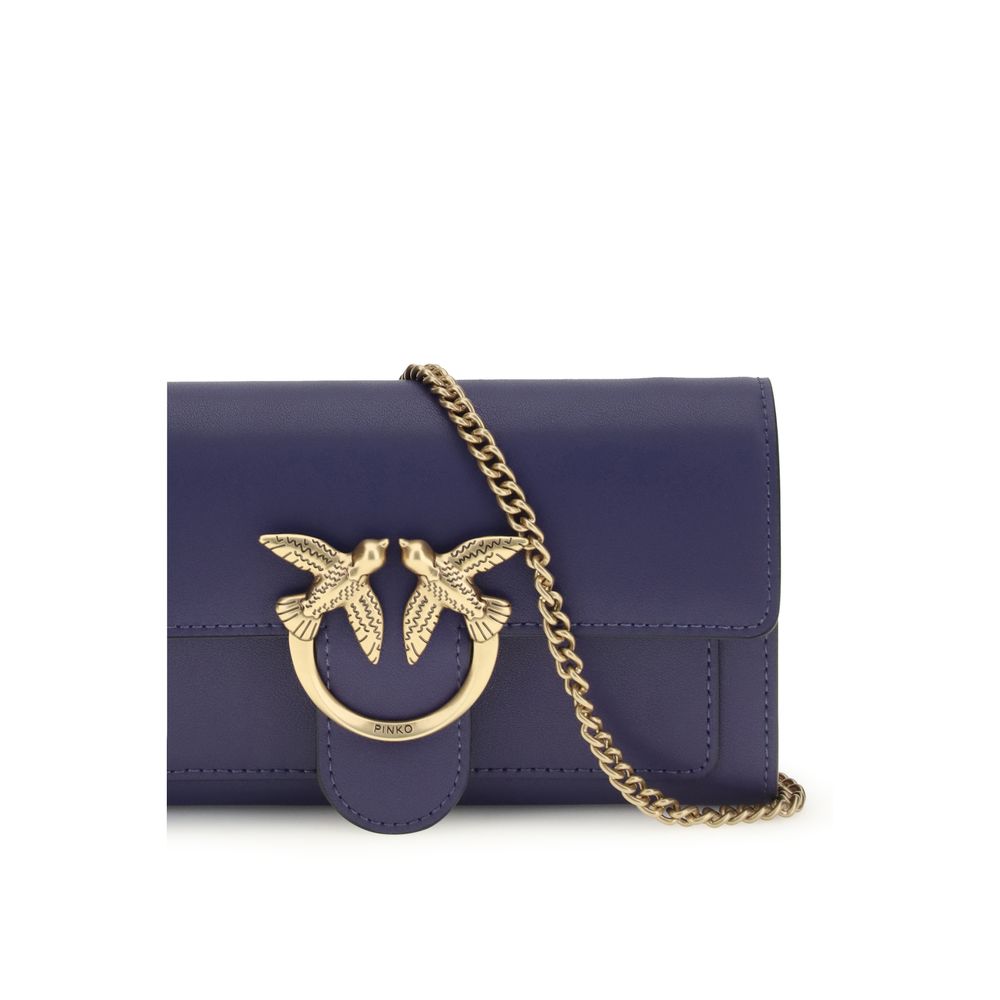 PINKO Schultertasche aus blauem Kalbsleder Bos Taurus
