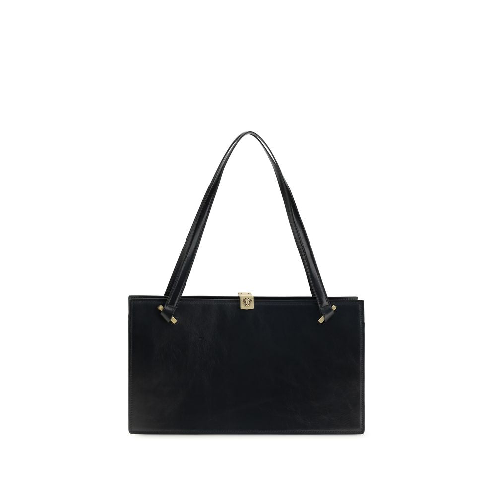 Versace Schwarze Kalbsleder Bos Taurus Schultertasche