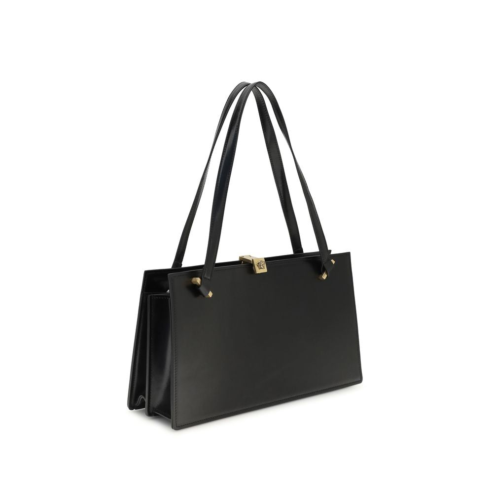 Versace Schwarze Kalbsleder Bos Taurus Schultertasche