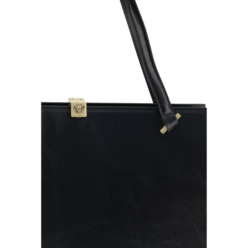 Versace Schwarze Kalbsleder Bos Taurus Schultertasche