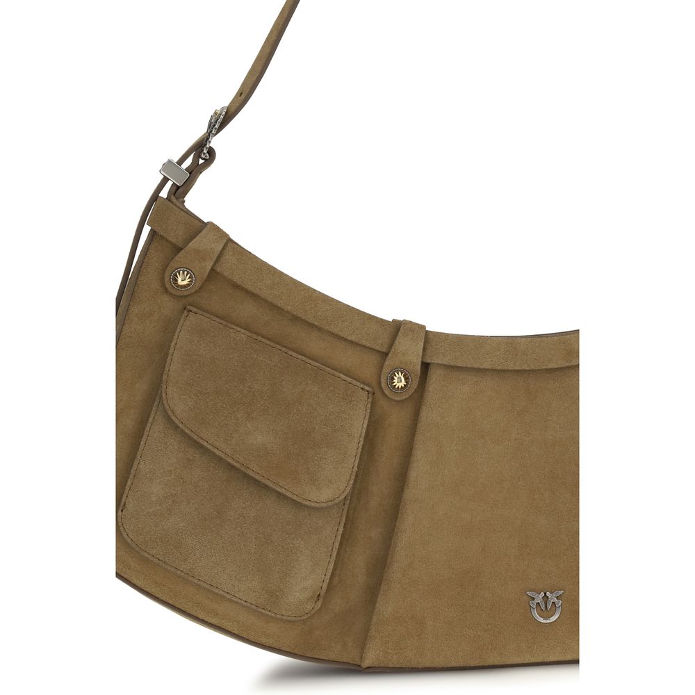 PINKO Beige Kalbsleder Bos Taurus Umhängetasche
