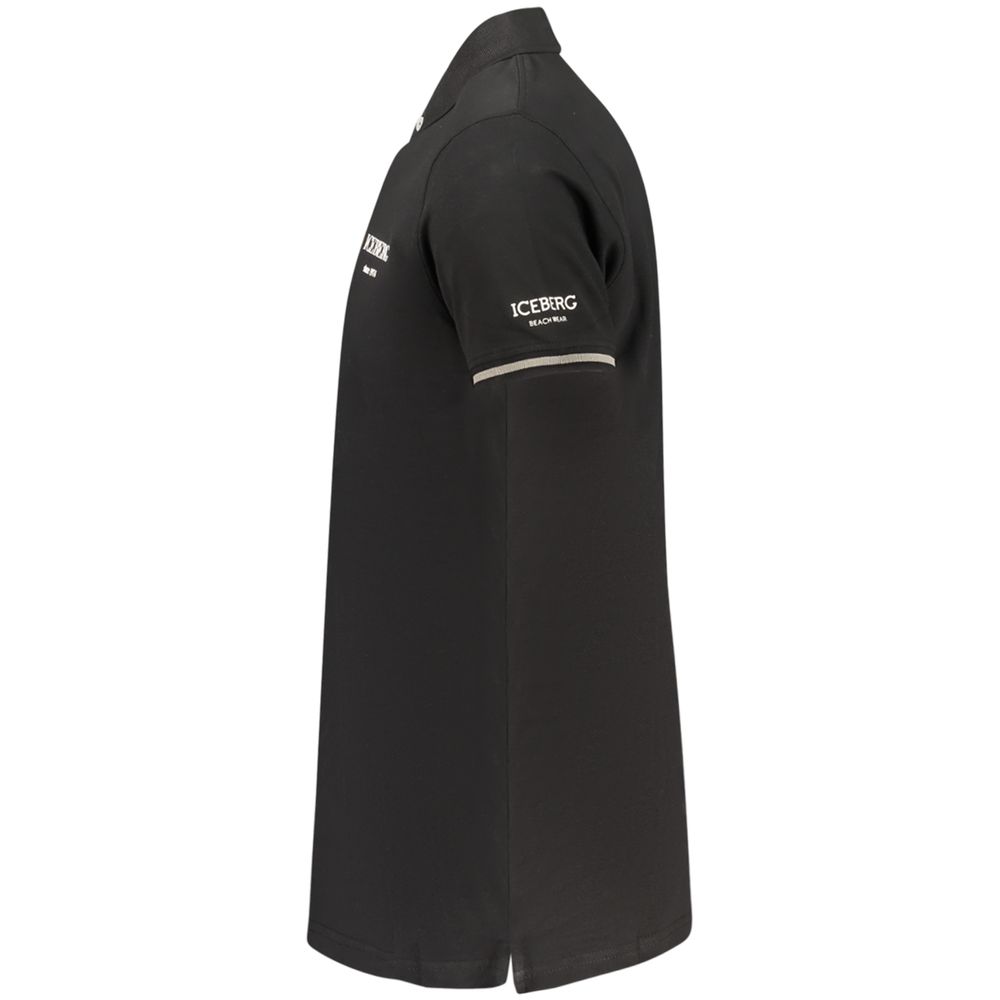 Iceberg Schwarzes Herren-Poloshirt aus Baumwolle