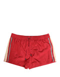 Dolce & Gabbana Rote Herren-Badeshorts aus Polyester mit Kordelzug