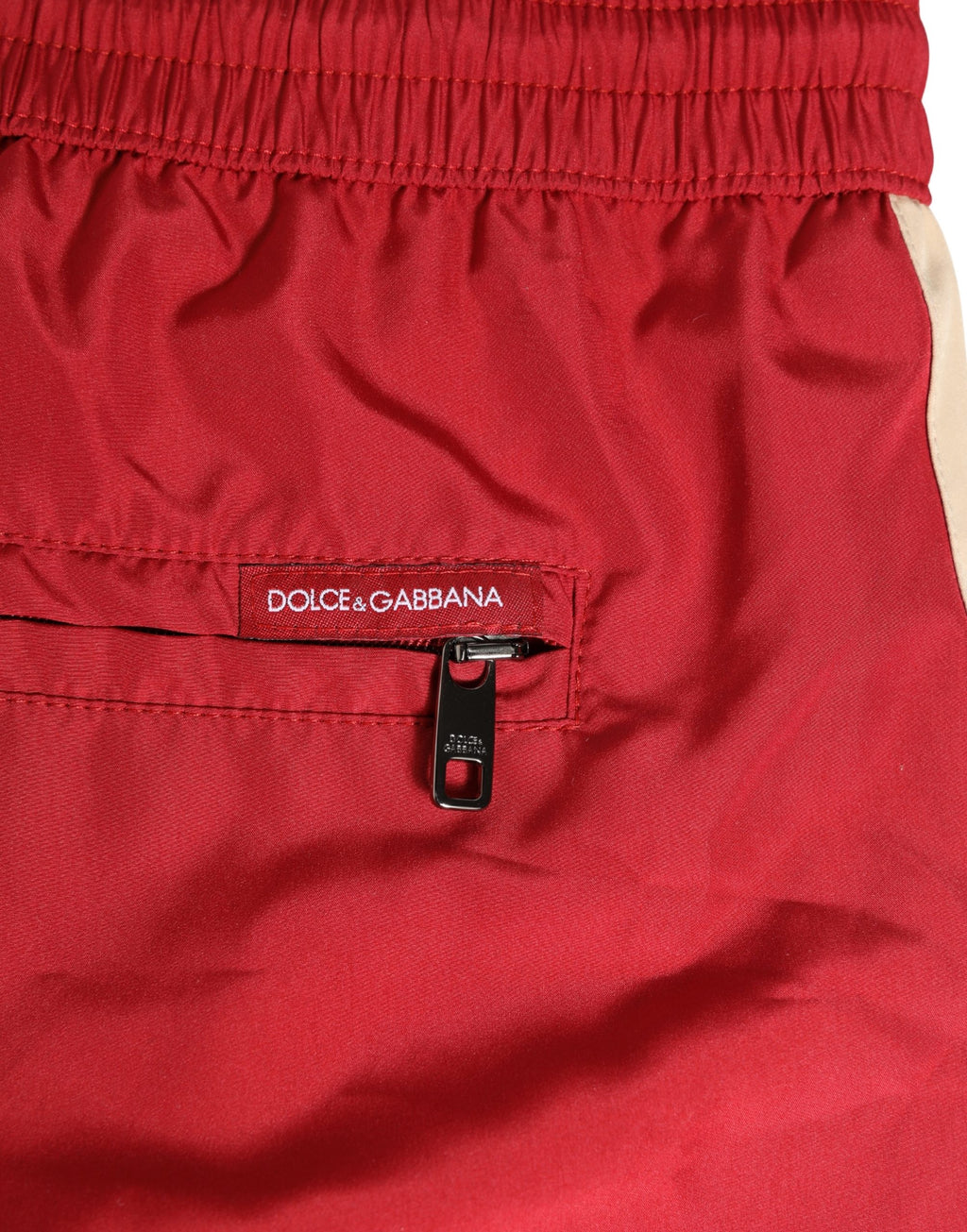Dolce & Gabbana Rote Herren-Badeshorts aus Polyester mit Kordelzug
