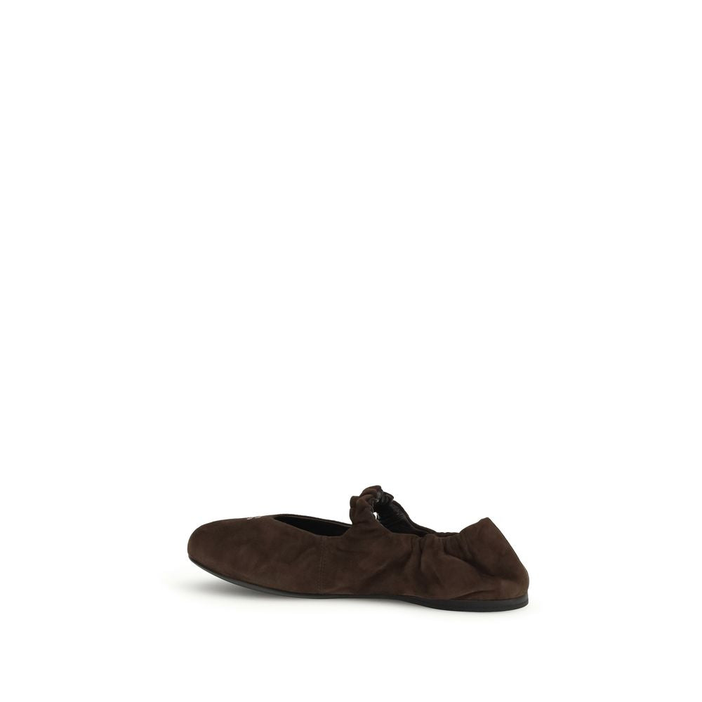 Miu Miu Braune Kalbsleder-Ballerinas Bos Taurus