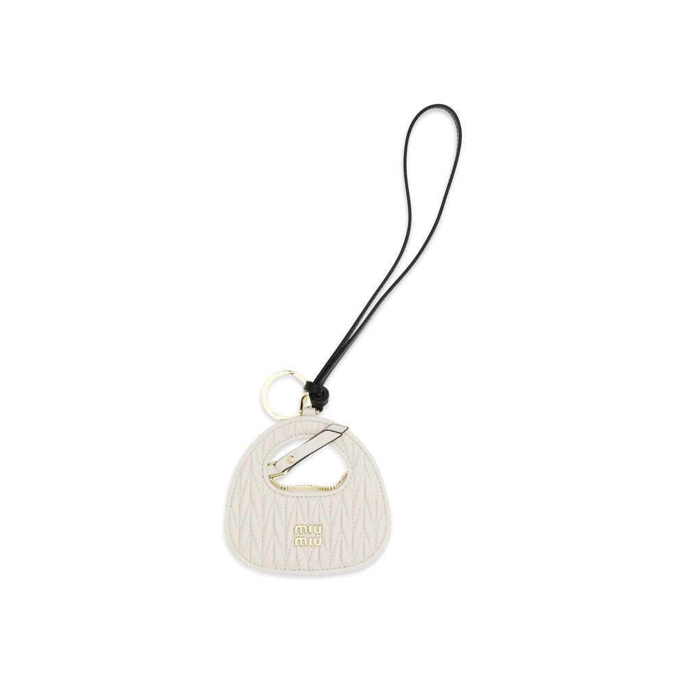 Miu Miu White Calfskin Bos Taurus Keychain