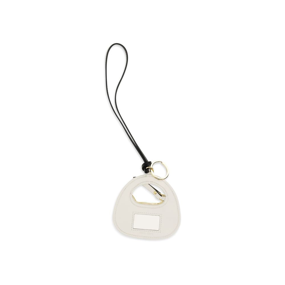 Miu Miu White Calfskin Bos Taurus Keychain