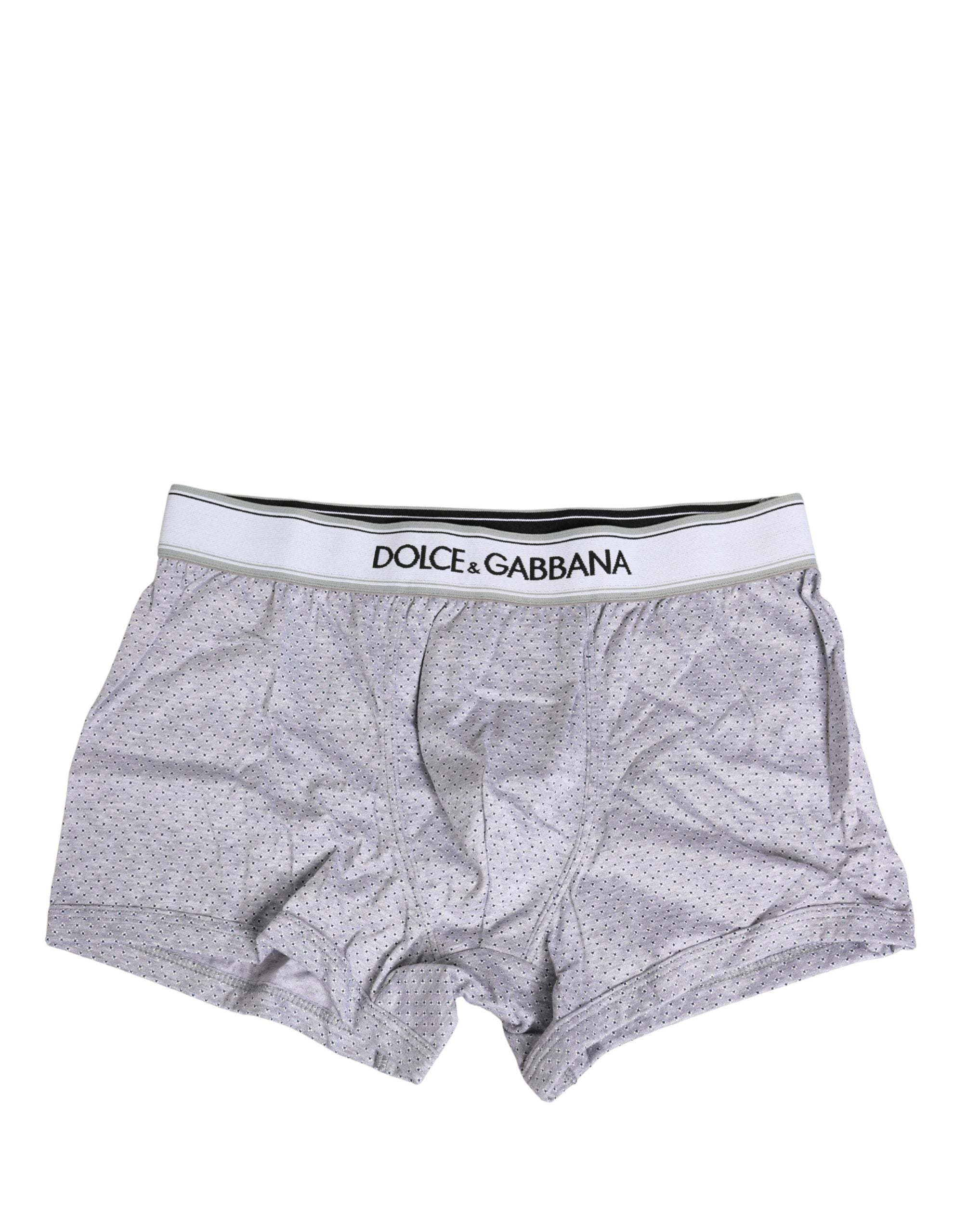 Dolce & Gabbana Graue Baumwoll-Boxershorts für Herren mit Logo