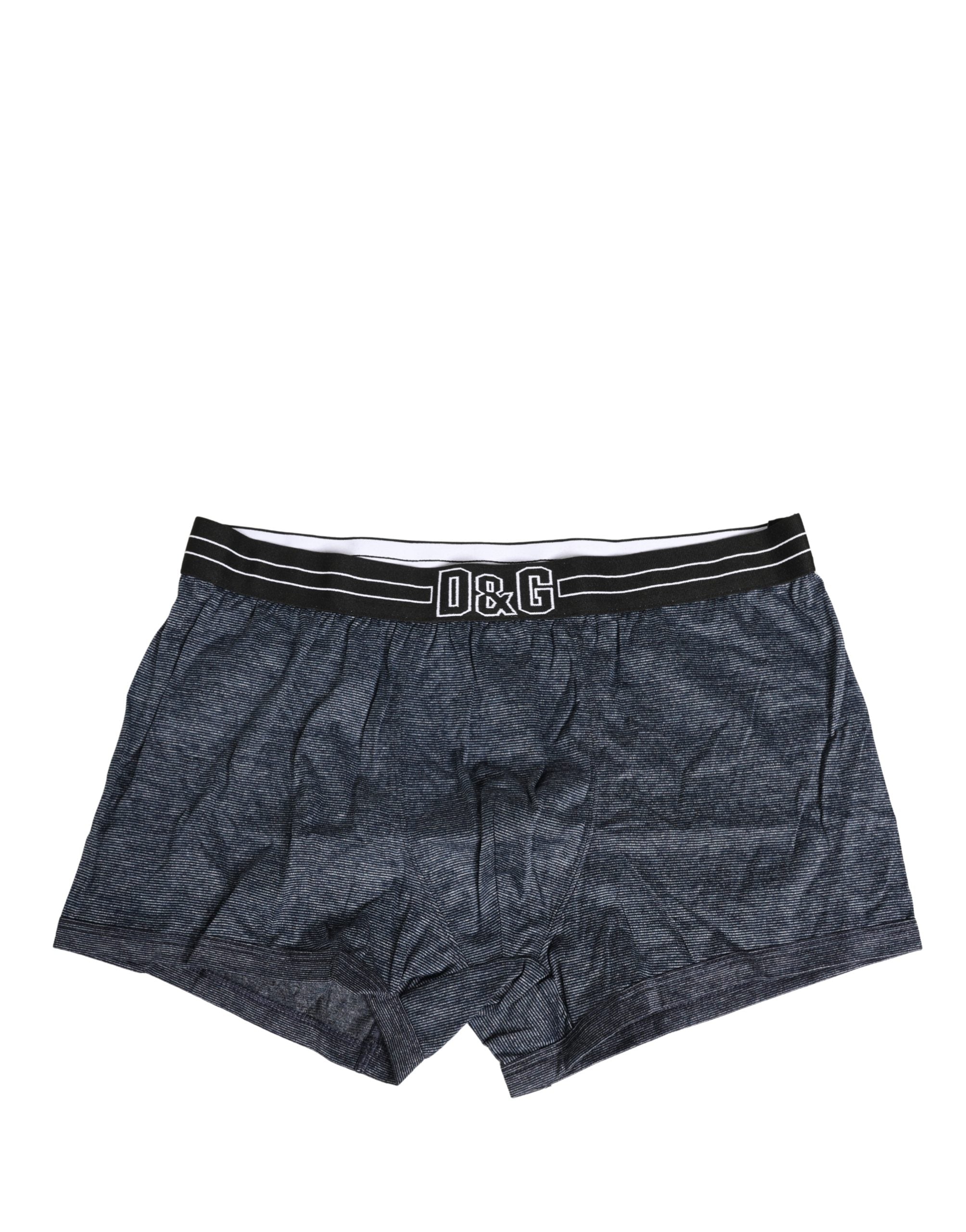 Dolce & Gabbana Dunkelblaue Baumwoll-Boxershorts mit Logo