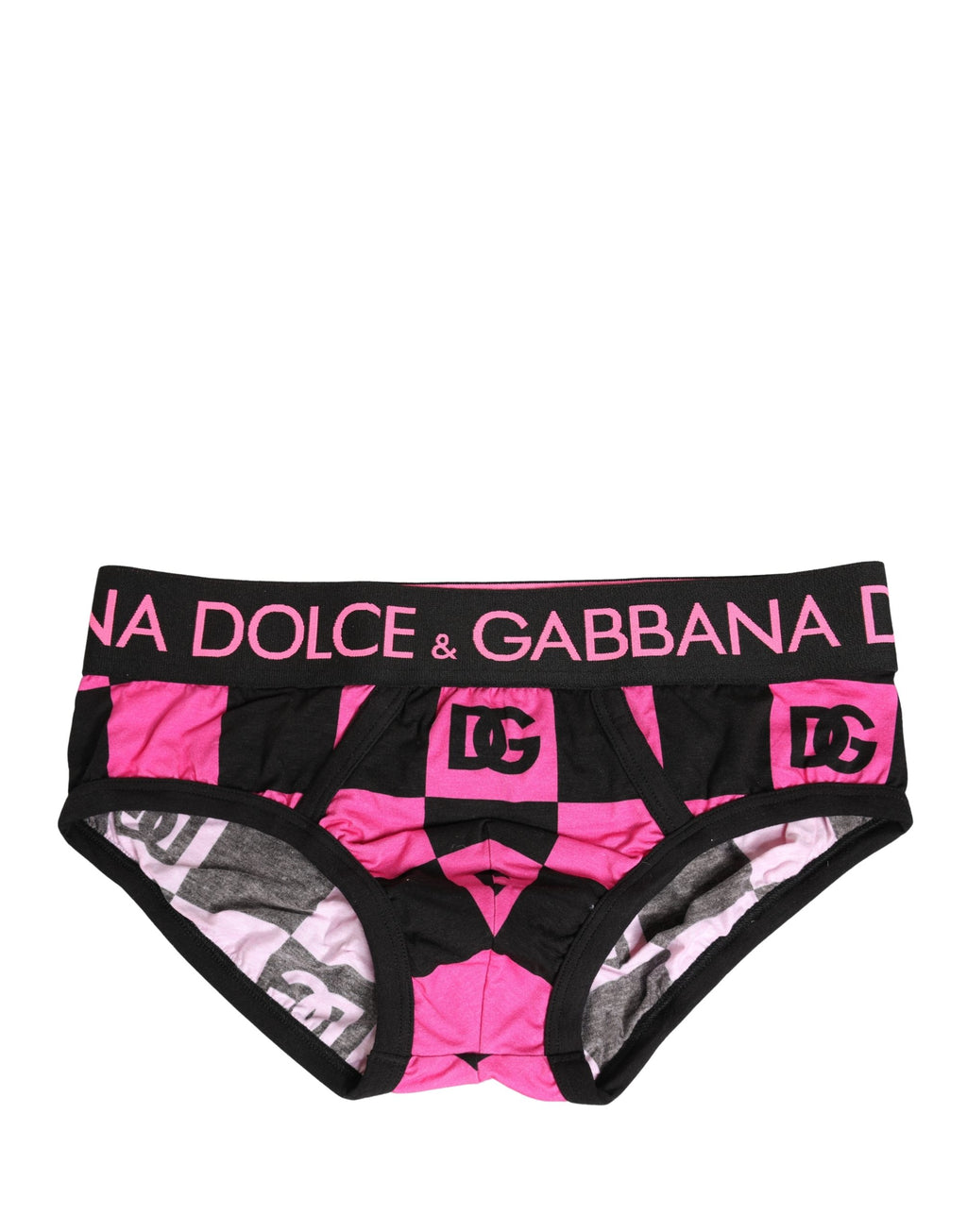 Dolce & Gabbana Schwarzer Pink Logo Baumwoll Brando Brief Unterwäsche