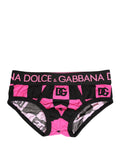 Dolce & Gabbana Schwarzer Pink Logo Baumwoll Brando Brief Unterwäsche