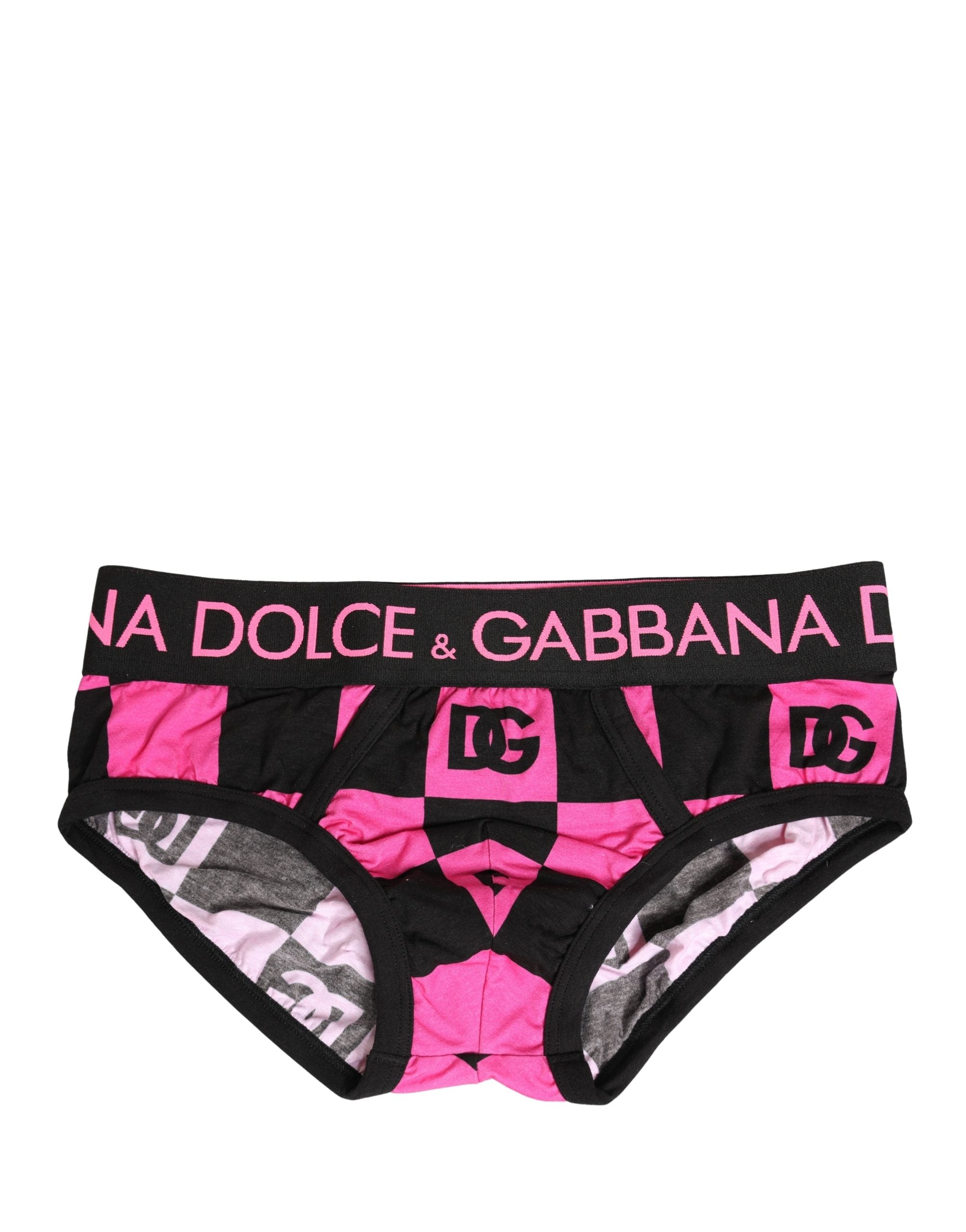 Dolce & Gabbana Schwarzer Pink Logo Baumwoll Brando Brief Unterwäsche